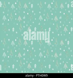 Christmas tree outline seamless pattern Stock Vector