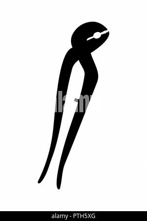 Dark silhouette of a plier isolated on white background Stock Vector