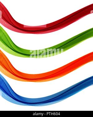 Set of Abstract vector flow transparent color wave. Stock Vector