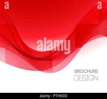 Abstract vector background with red smooth color wave. Stock Vector