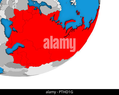 Soviet Union on blue political 3D globe. 3D illustration. Stock Photo