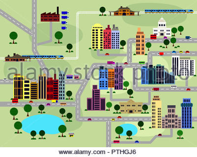 City Infrastructure Planning with Roads and Buildings Stock Photo ...