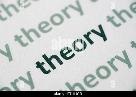 word theory printed on white paper macro Stock Photo