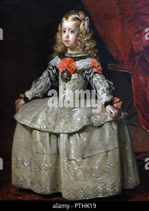 Infanta Margarita in a white dress 1656 Diego Velázquez (1599–1660) 17th, century, Spain, Spanish, Stock Photo