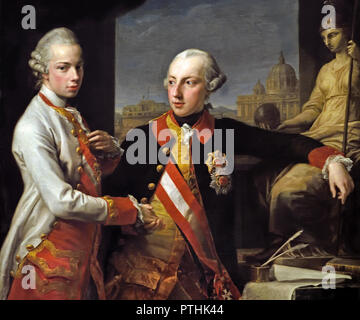 Kaiser Joseph II. (1741-1790) und Großherzog Pietro Leopoldo von Toskana (1747-1792) - Emperor Joseph II (1741-1790) and Grand Duke Pietro Leopoldo of Tuscany (1747-1792) Pompeo Girolamo Batoni 1708 – 1787 Italy Italian Stock Photo