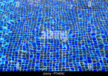 Ripple and flow with waves swimming pool bottom background. Stock Photo