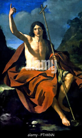 John the Baptist 1641 by Giovanni Francesco Barbieri, called, Il Guercino,(1591  - 1666 ) Italy, Italian. Stock Photo