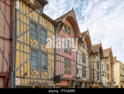 Half-timbered medieval houses at the old town of Troyes, capital of Aube, Champagne-Ardenne, France