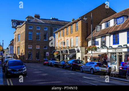 Hertford town centre shopping and attractions, the county town of Hertfordshire, England Stock Photo