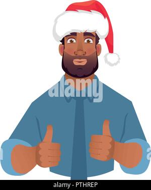African man in hat showing thumbs up. Vector illustration Stock Vector