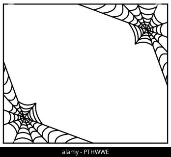 spiderweb frame, border, divider isolated on white background Stock Vector