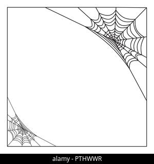 spiderweb frame, border, divider isolated on white background Stock Vector