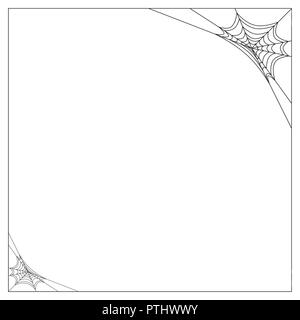 spiderweb frame, border, divider isolated on white background Stock Vector