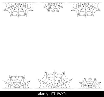 spiderweb frame, border, divider isolated on white background Stock Vector