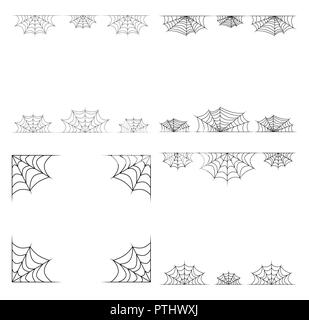 spiderweb frame, border, divider isolated on white background Stock Vector