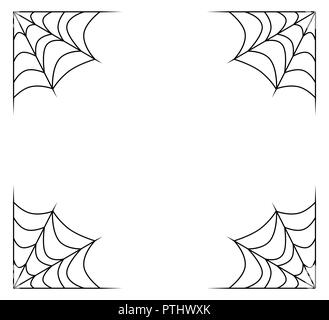 spiderweb frame, border, divider isolated on white background Stock Vector