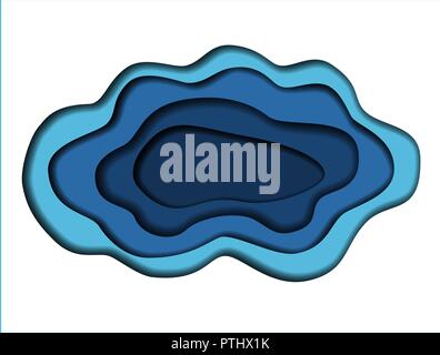 Vector background with deep blue and white color paper cut shapes. Place for text. 3D abstract paper art style, design for presentations, flyers, post Stock Vector