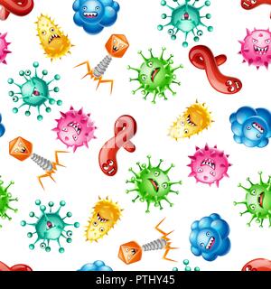 Seamless pattern with little angry viruses and monsters Stock Vector ...