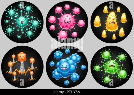 Background with little angry viruses Stock Vector Image & Art - Alamy