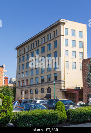 JOHNSON CITY, TN, USA-9/30/18: The seven story Downtown Towers stands on East Main St., in Johnson City. Stock Photo