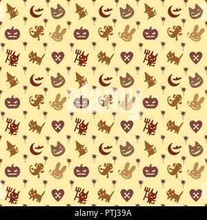 cute hallowen pattern background with pastel color Stock Vector