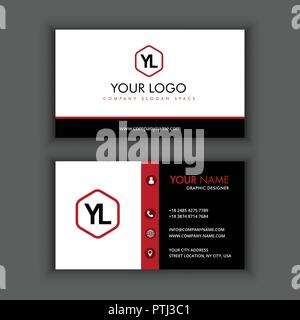 Modern Creative and Clean Business Card Template with Red Black color Stock Vector