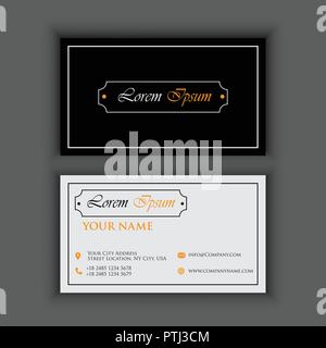 Modern Creative and Clean Business Card Template with orange blackcolor Stock Vector