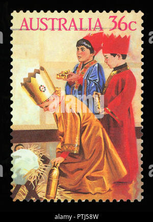 AUSTRALIA - CIRCA 1986:A Cancelled postage stamp from Australia illustrating Christmas 1986, issued in 1986. Stock Photo