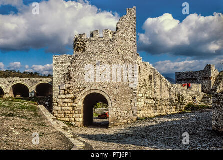 Fortress main gate, Berat Castle. Analogue photography Stock Photo
