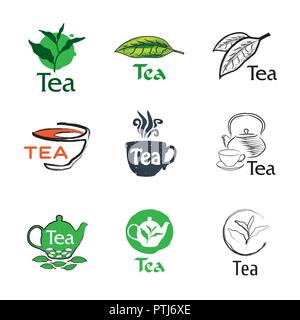set of vector logos of tea theme Stock Vector