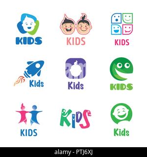 Set of vector logos for children, child Stock Vector