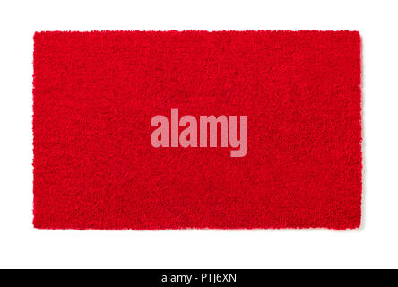 Blank Red Welcome Mat Isolated on White Background Ready For Your Own Text. Stock Photo