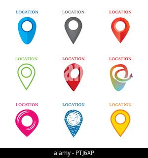 set of vector logos of geolocation, gps Stock Vector