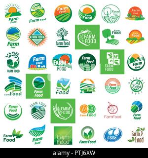 Set of vector logos farm food, natural product Stock Vector