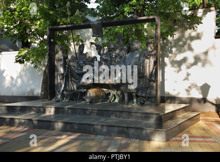 Sculpture Reply of Zaporozhian Cossacks to Sultan Mehmed IV of Ottoman Empire in Krasnodar. Russia Stock Photo