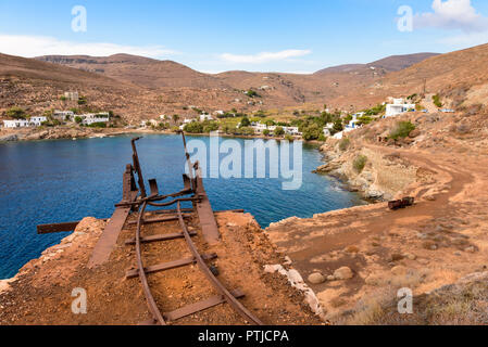 Abandoned Serifos mines in Megalo Livadi, picturesque and unique place. Cyclades islands, Greece Stock Photo