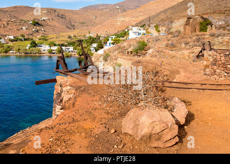 Abandoned Serifos mines in Megalo Livadi, picturesque and unique place. Cyclades islands, Greece Stock Photo