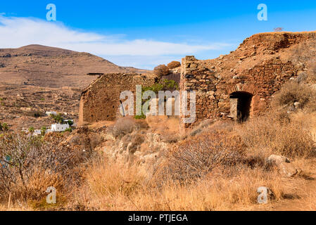 The area of Megalo Livadi and remains of mines. Serifos island, Greece Stock Photo