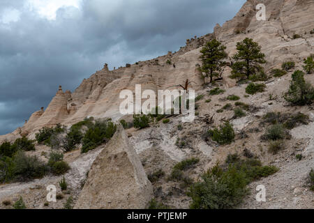 Scenes along Cave Trail at Kasha-Katuwe Tent Rocks National Monument in New Mexico Stock Photo