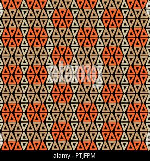 Ethnic hand drawn triangle seamless pattern background with colorful tribal folk shapes. Ideal for fabric design, paper print and web backdrop. EPS10  Stock Vector