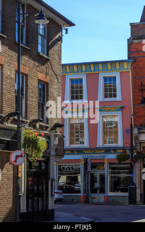 Hertford town centre shopping and attractions, the county town of Hertfordshire, England Stock Photo