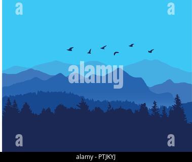 illustration of mountain landscape with forest Stock Vector