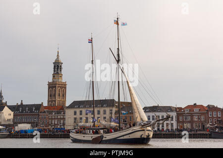 Kampen, The Netherlands - March 30, 2018: Tjalk De Schuttevaer at Sail Kampen Stock Photo