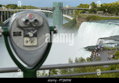 Niagara Falls, USA – August 29, 2018: Tourist binocular viewer in Niagara Falls from New York State, USA Stock Photo