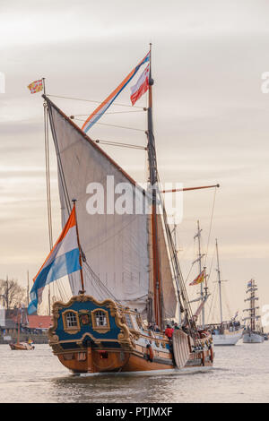 Kampen, The Netherlands - March 30, 2018: State Yacht De Utrecht at Sail Kampen Stock Photo