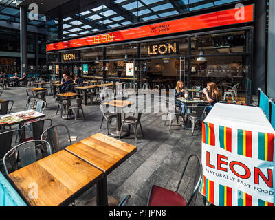 Leon Fast Food Restaurant London - the Leon restaurant in London's Spitalfields Market Stock Photo