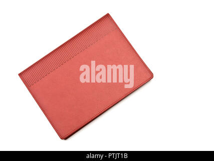 Red-brown notebook on white background. Stock Photo