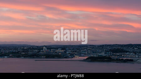 Plymouth Sound at Sunset Stock Photo