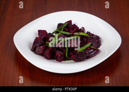 Beetroot salad with onion in the plate Stock Photo