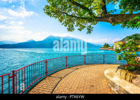 Varenna Walk of Lovers in Como lake district. Italian traditional lake village. Italy, Europe. Stock Photo